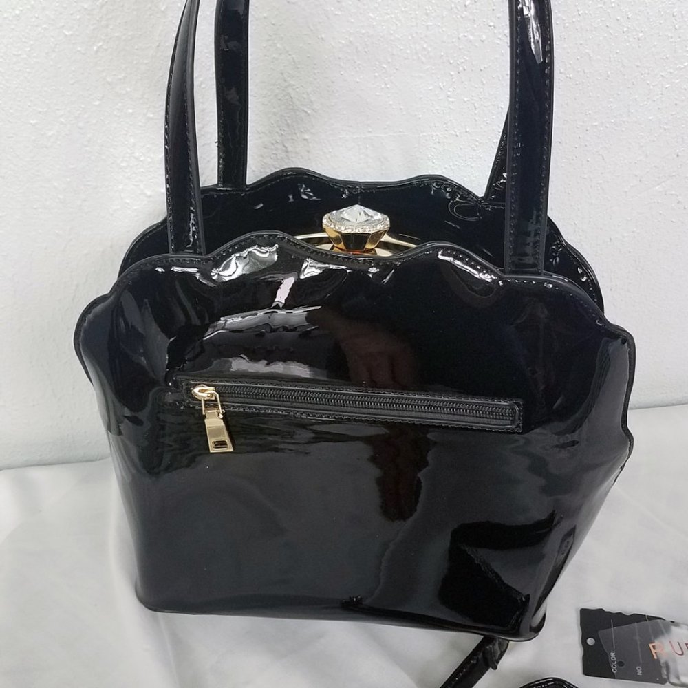 Ruby Black Patent Leather Hand Bag Shoulder Bag - Picture 10 of 15